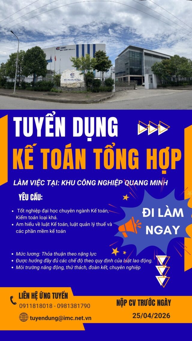 IMC TUYỂN DỤNG KẾ TOÁN TỔNG HỢP