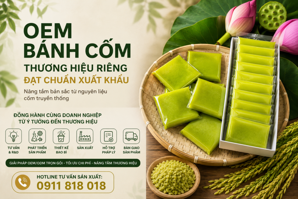 OEM Bánh Cốm Thương Hiệu Riêng Đạt Chuẩn Xuất Khẩu